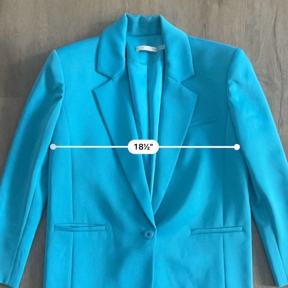 Alice + Olivia Shan Solid Oversized Satin Blazer - Ocean Blue - Size 4 - Picture 14 of 15